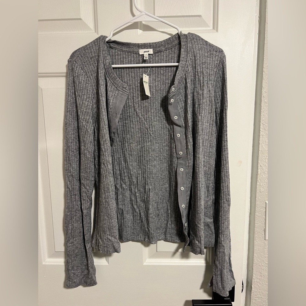 Grey Glitter Cardigan
